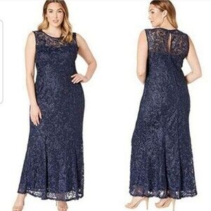 MARINA | Women's Plus Size Navy Sleeveless Gown - Size 22W